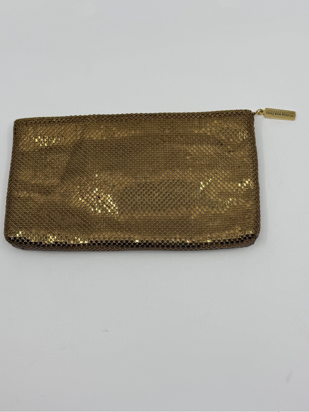 Whiting & Davis Gold Mesh Zip Clutch